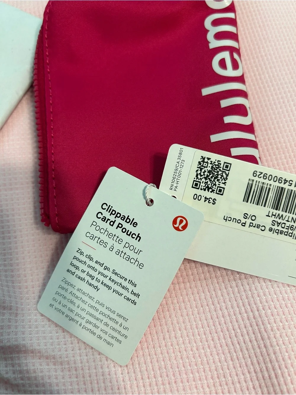 Lululemon athletica Hot Pink Zip Card Pouch